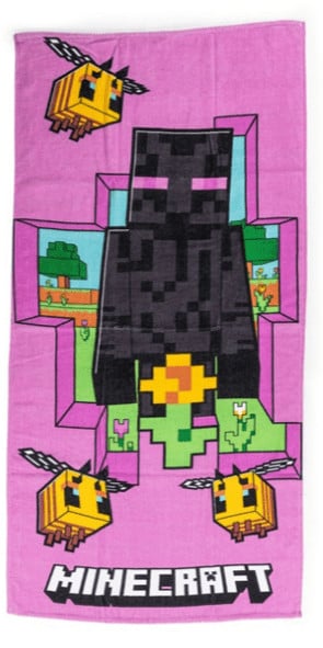 Minecraft strandlaken paars 70 x 140 cm