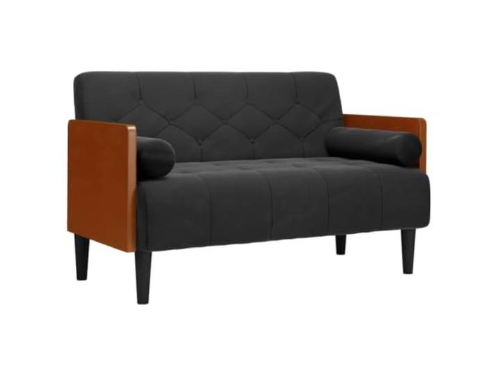 Coespram Zweisitzer Sofa Schwarz 110 cm Samt Couch mit Kissen Federkern-Polsterung und Armlehnen aus Sperrholz schaffen gemütlichen Sitzkomfort im Wohnzimmer oder Gästezimmer.