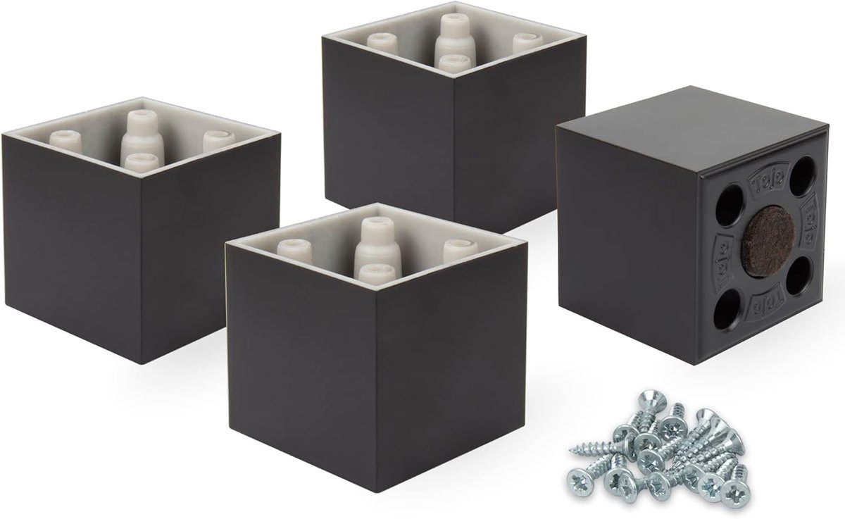 Meubelpoten Set Zwart met Viltvoetjes - 5 cm Hoog
