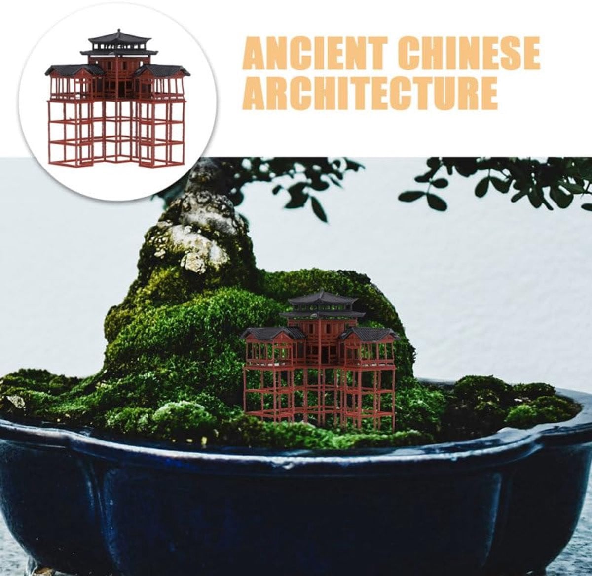 Pavilion Aquarium Mini Pagoda Tuinstatuut Miniature Decoratie voor Aquarium Landschap en Desktop Ornament