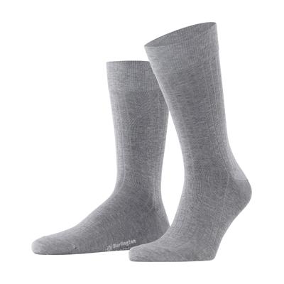 Socken BURLINGTON "Duke Street", Herren, Gr. 40-46, steel melange, Baumwollmischung, unifarben, Socken Socken, Einheitsgröße 40-46, Rippenstruktur, Cotton-Mix