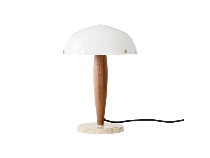 &Tradition Herman SHY3 Tischleuchte Walnut & Cream Marble, Textilkabel