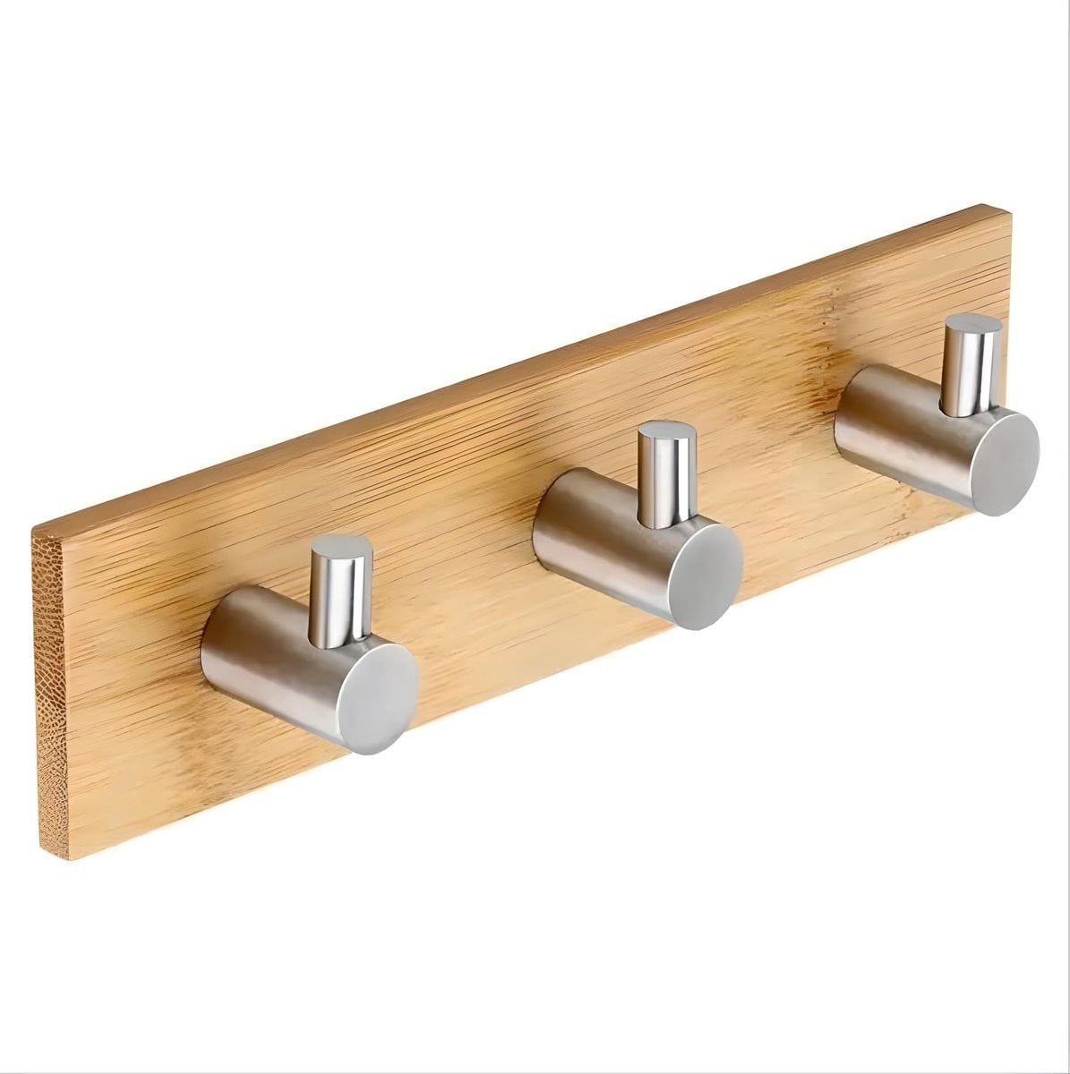 BlueTime Zelfklevende Handdoekhaakjes - Bamboe en RVS - Set van 3