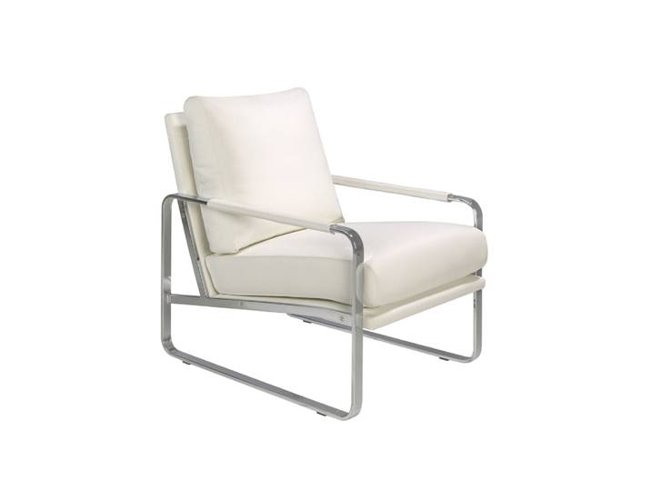Fauteuil en similicuir blanc cassé