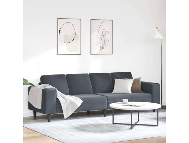 ZQQLVOO Wohnzimmer Couch Dunkelgrau 250 x 77 x 76 cm Polyesterbezug, Sperrholzkorpus, Schaumkissen, Wetterbeständig, Pflegeleicht