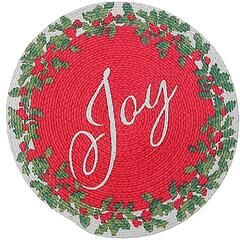 IH Casa Decor Christmas Printed Round Cotton Rope Placemat Joy - Set of 12