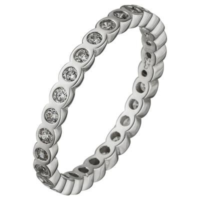 Fingerring JOBO Gr. 52, silber (silber 925), Fingerringe, Damen, 52, Silber 925 (Sterlingsilber), Fingerring, 925 Silber mit Zirkonia rundum