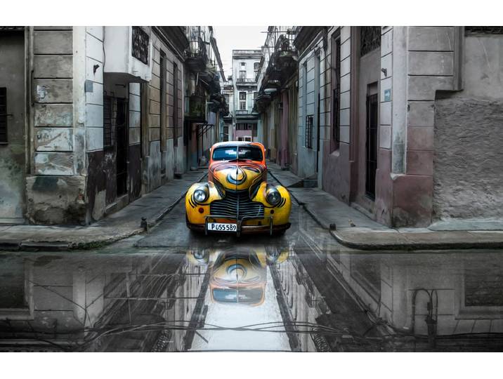 Fototapete PAPERMOON Photo-Art SVETLIN YOSIFOV, KLASSISCHES ALTES AUTO IN HAVANNA, KUBA , bunt, B:3m L:2,23m, Vlies, Tapeten, Fototapete