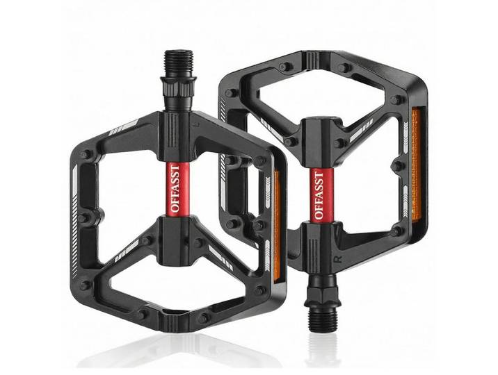 Fahrradpedale Flats CNC-Aluminium mit 10 Anti-Rutsch-Stiften und Cr-Mo Achslager, Schwarz, Metall, 13.3x2x10.4 cm, Freizeit & Co, Sport & Fitness, Fahrräder, Fahrradzubehör