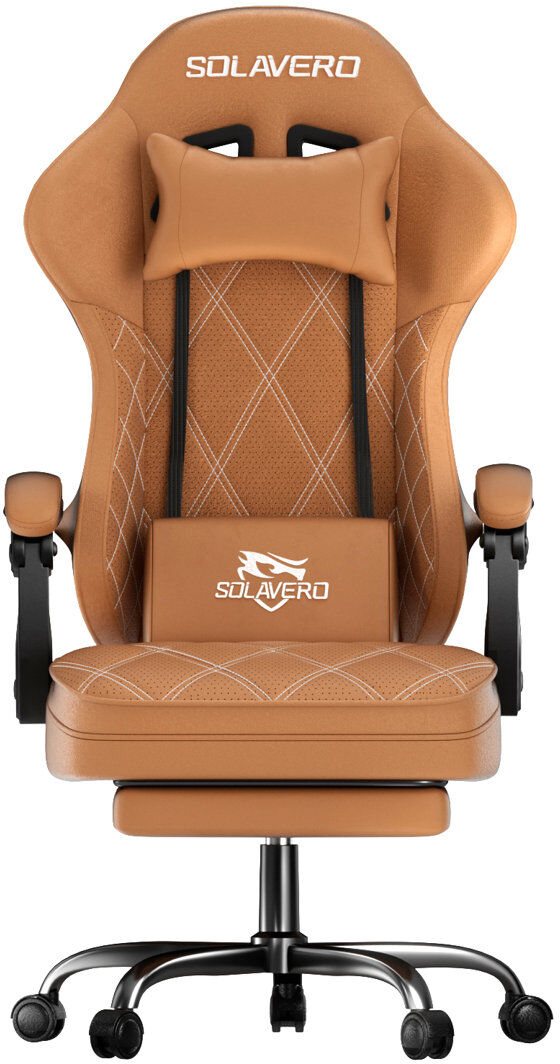 Brayden Studio Game Chair with Footrest, Video Game Chair, Gaming Computer Chair, Ergonomic Height Adjustable Game Chair for Adults with with 360°-Swi Brown 130cm H X 72cm W X 72cm D