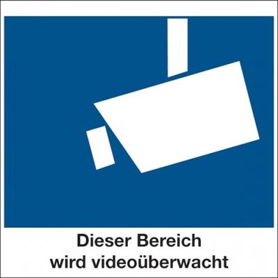 Hinweisschild, Dieser Bereich wird videoüberwacht - DIN 33450 - 80x80 mm Folie selbstklebend
