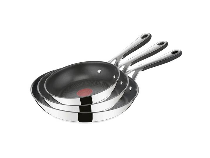Jamie Oliver Pfannenset Jamie Oliver, Edelstahlfarben, Metall, 3-teilig, antihaftbeschichtet, Kochgeschirr, Pfannen, Pfannensets