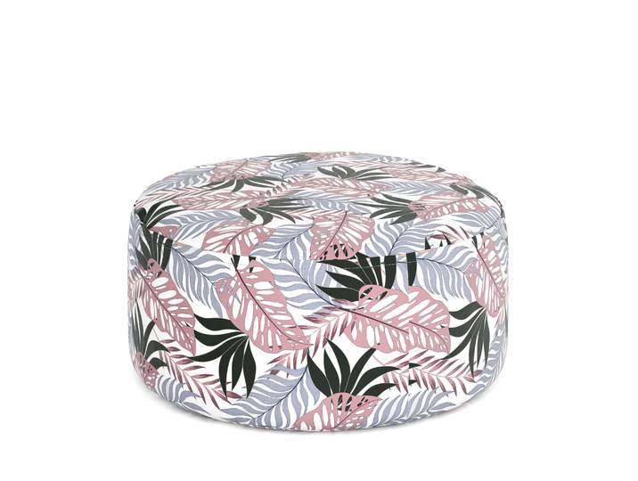 Outdoor Pouf aufblasbar PATTY Blattmuster rosa/grau