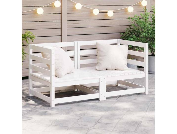 vidaXL Garten-Ecksofas 2 Stk. Weiß Kiefer Massivholz