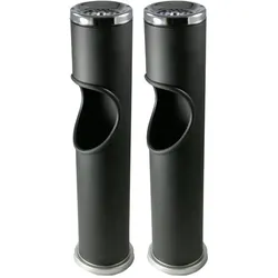 Novaliv, Aschenbecher, 2X Standaschenbecher für draussen Schwarz 46,5cm hoch 9,5cm Ø 2in1 für Müll- und Zigarettenab