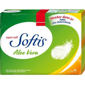 Regina Taschentücher Softis, Aloe Vera, Päckchen, Zellstoff, 4-lagig, super-soft, je 9 Tücher, 30 Stück