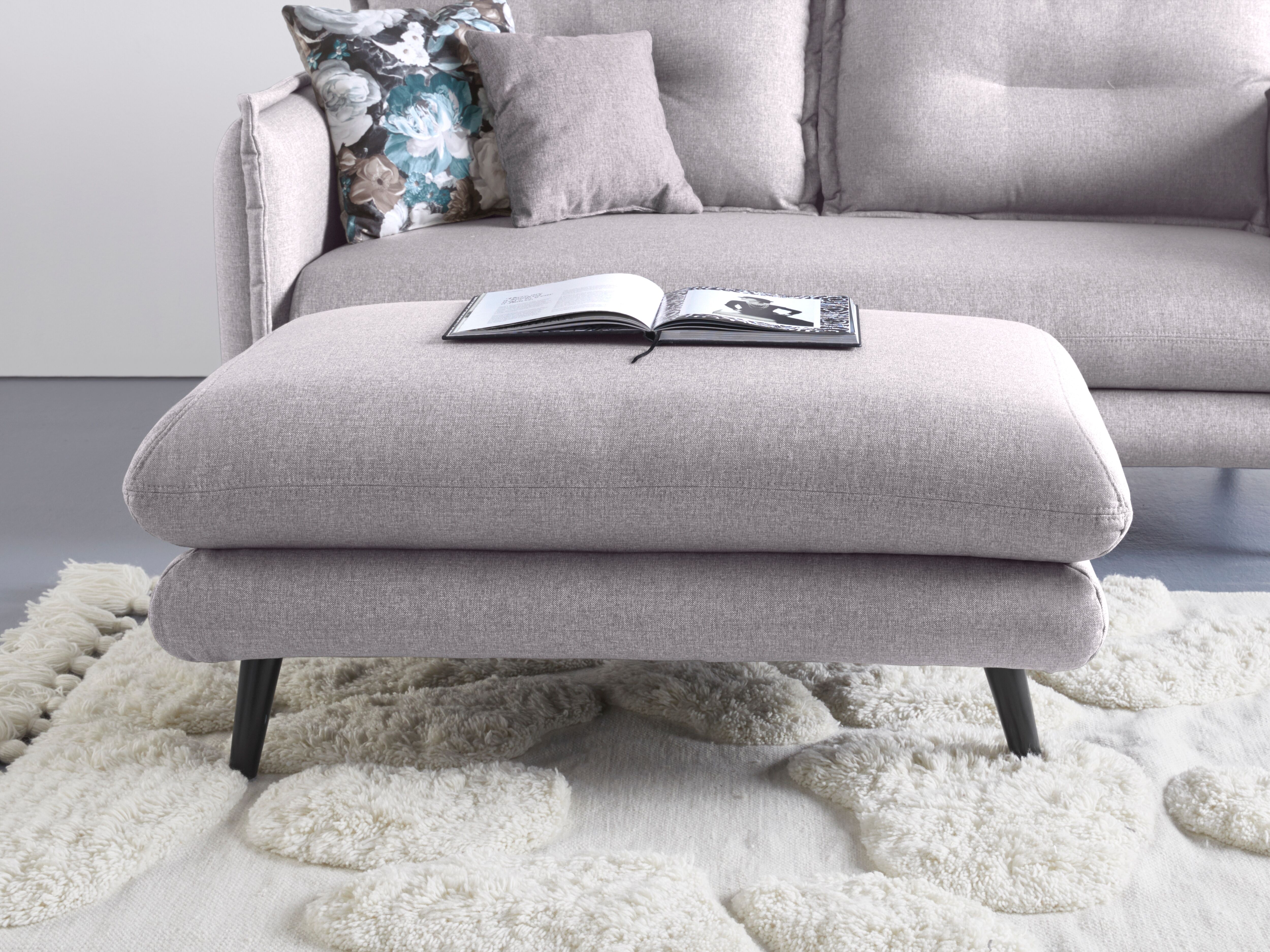 Polsterhocker HOME AFFAIRE "Levke bequem und elegant", grau, H:47cm T:77cm, Hocker, Polsterhocker grau B/H/T: 47cm x 77cm, Struktur fein