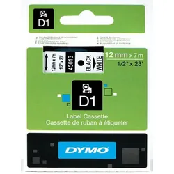 Etikettenband Dymo D1 12mm/7m schwarz/weiß Packung mit 5 Stück