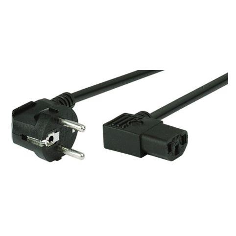 Tecline Netzanschlusskabel, Schukostecker / Kaltgerätebuchse abgewinkelt, schwarz, 1,8 m Netzanschlusskabel (1.80 m) (808210)
