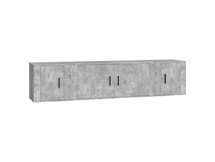 GHVBNMF 3-TLG. TV-Schrank Set Wandmontage Betongrau Holzwerkstoff Platzsparende hängende Lowboards fürs Wohnzimmer mit geschlossenen Türen für ordentliche Aufbewahrung von Medien.