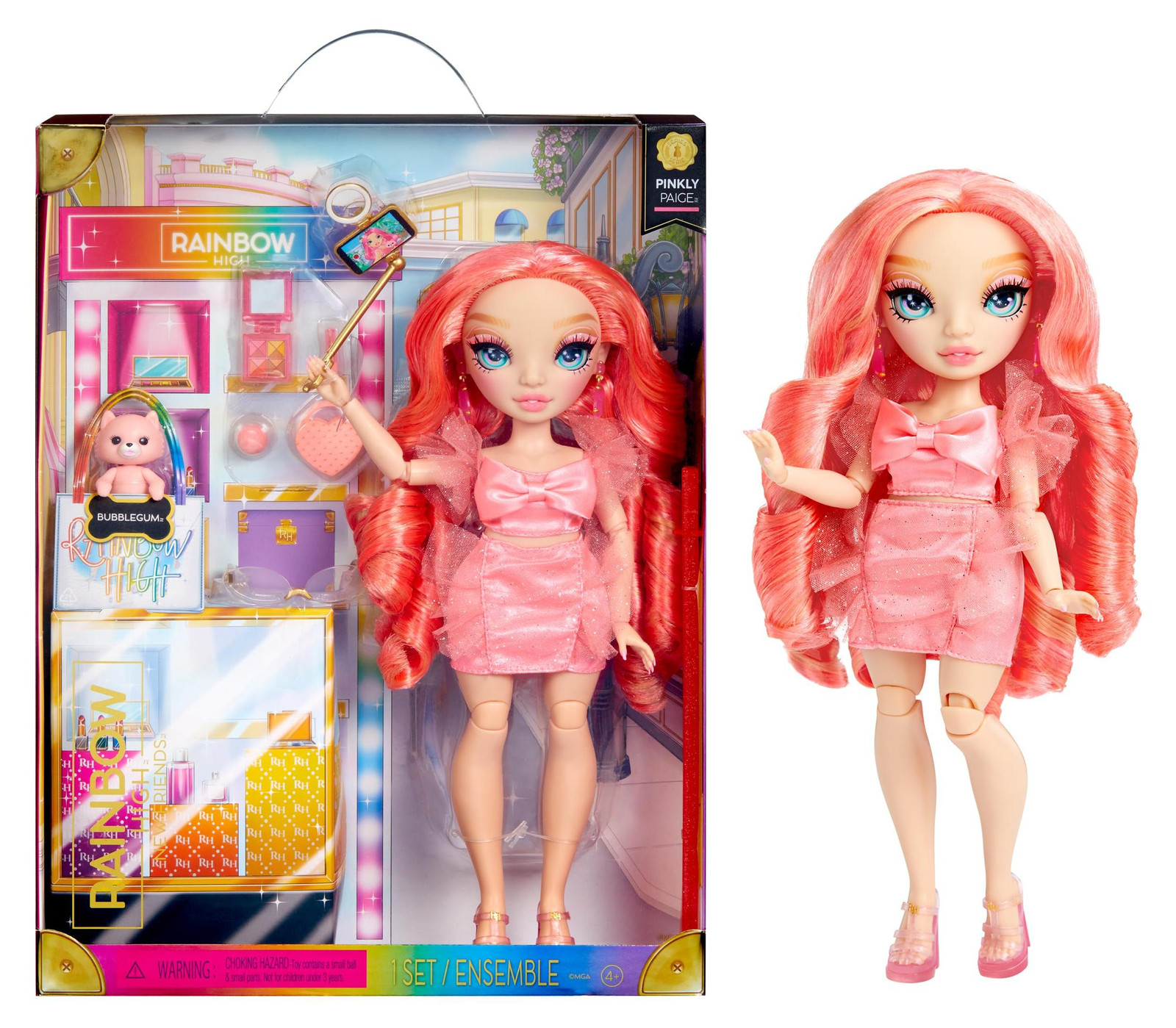 MGA Rainbow High Pinkly Paige Fashionpop, Roze, 28 cm