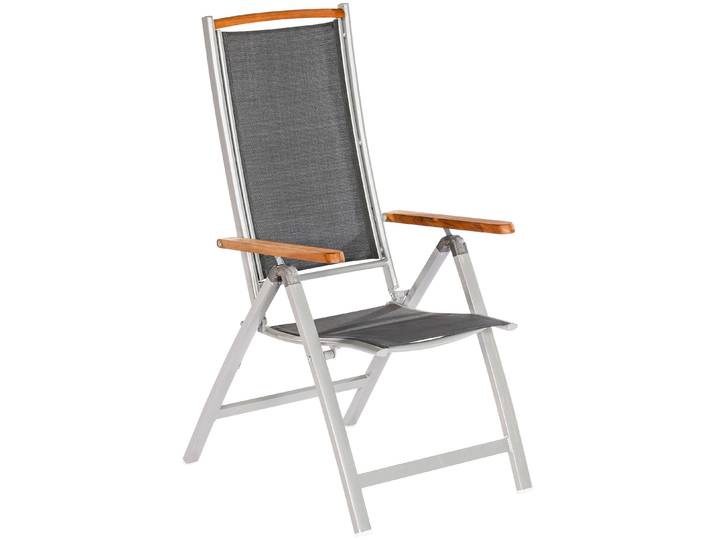 Gartenstuhl MERXX Siena , grau (anthrazit), B:60cm H:111cm T:73cm, Aluminium, Massivholz, Stühle, Gartenstuhl, Alu/Textil/Akazie, verstellbar