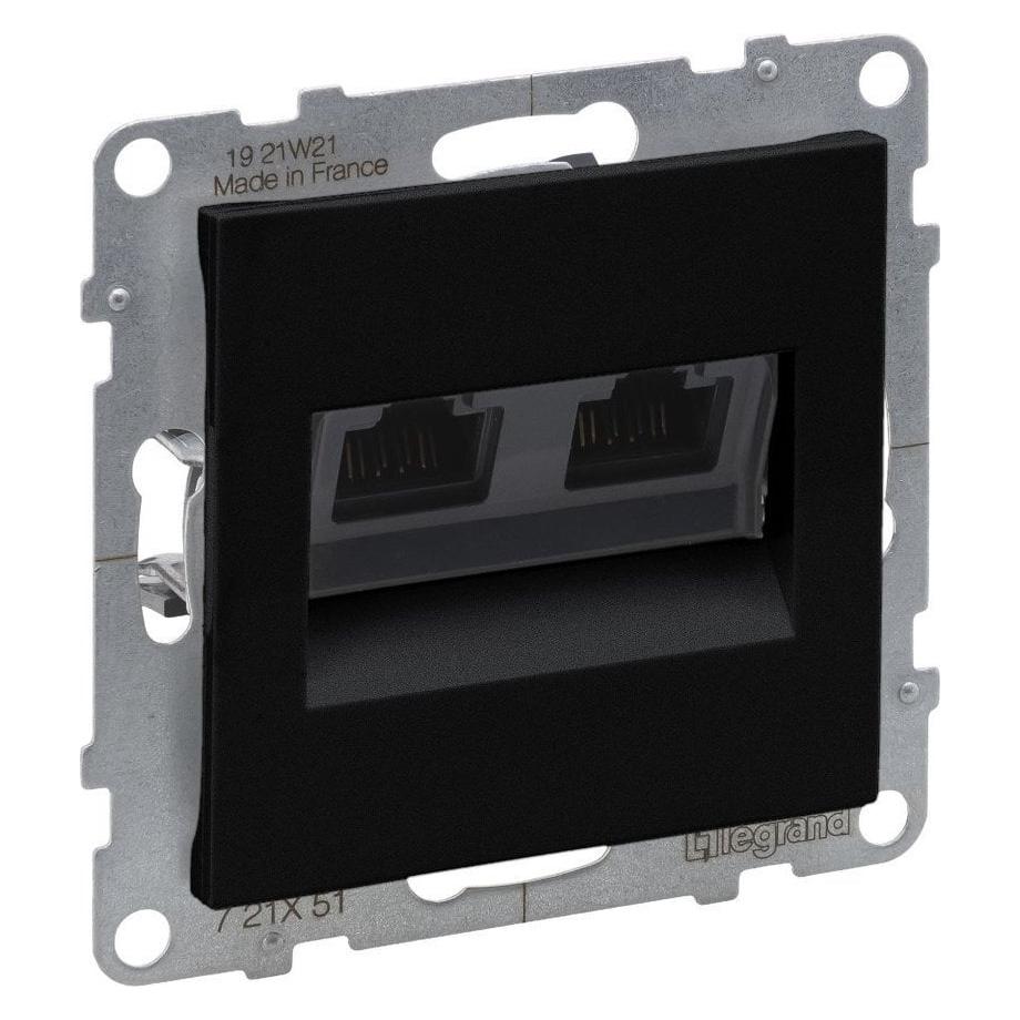 Legrand SUNO Doppelte Computersteckdose RJ45 Cat 5e UTP schwarz 721451 (UTP, CAT5) (721451)