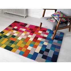 Wollteppich handgetuftet Bunt 120 x 170 cm - DERWENT   Kadima Design