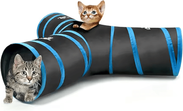 Inspire Picks Pawaboo Collapsible Cat Tunnel Toy With Balls & Bells For Interactive Play blue 3 Way