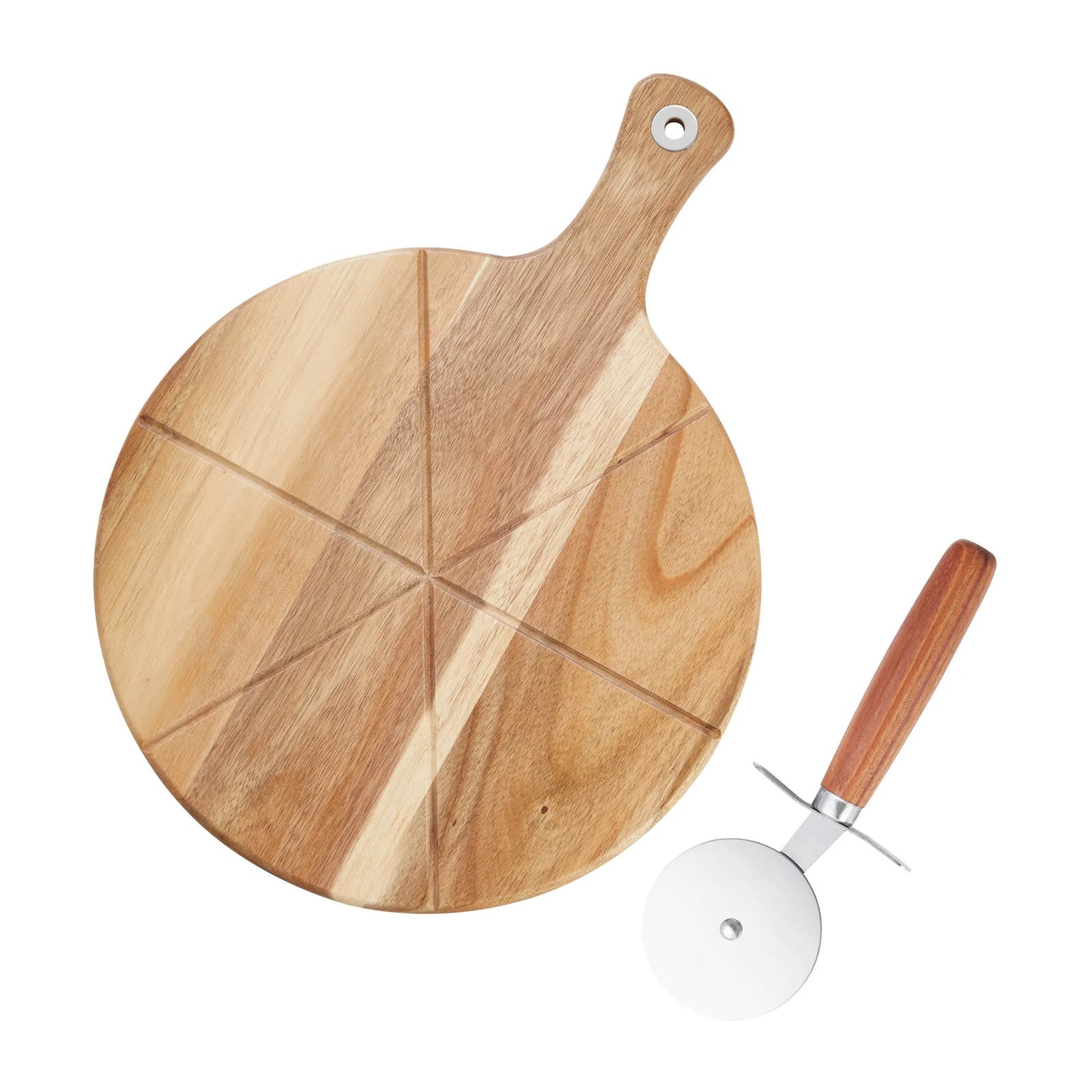 Dorre Sade Pizzaset Pizzasnijder en Snijplank van Acacia, Ø32 cm