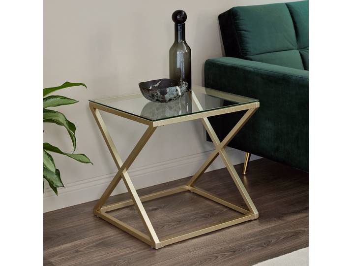 Beistelltisch Daggoli 50 x 50 x 50cm Gold/Durchsichtig/Gold