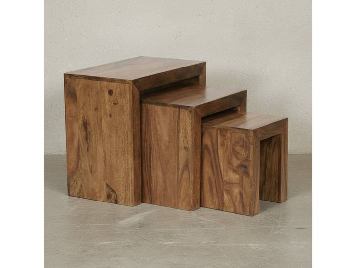 KADIMA DESIGN Satztisch Tisch Set: Massivholz-Design, vielseitig nutzbar, handgefertigt