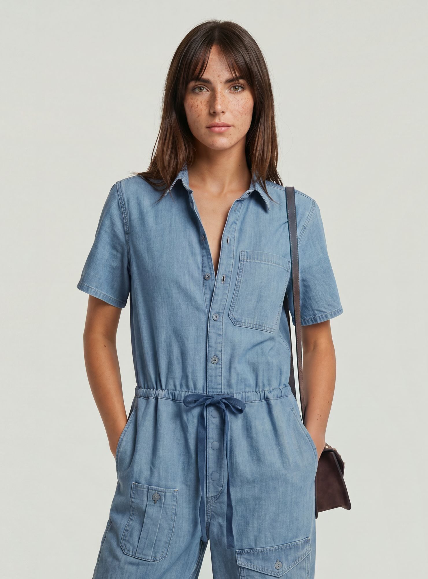 Jumpsuit G-STAR "Easy Jumpsuit", Damen, Gr. S, Normalgrößen, blau (faded breeze), Obermaterial: 100% Baumwolle, Overalls Jumpsuit