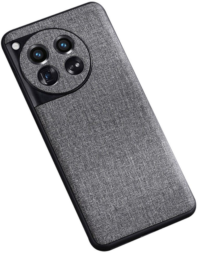 INCOVER OnePlus 12 Stofbetrukket Plastik Bagside Cover - Grå