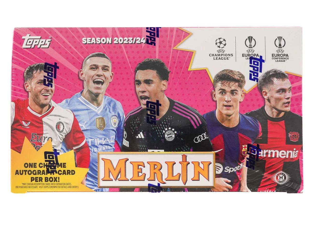 Topps Chrome Merlin UEFA Club Competitions Fußball-Hobbybox 2023/24