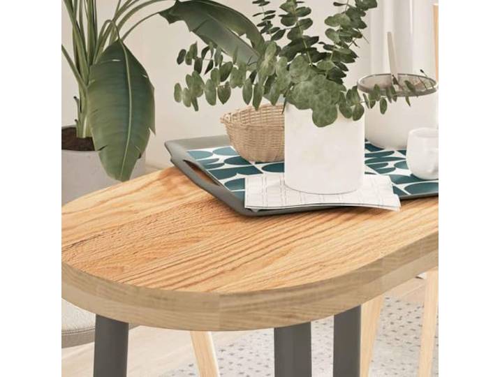 PTUGUOF Tischplatte Massivholz Eiche Oval 80x40x4 cm Robust, Pflegeleicht, Vielseitig Als Couchtisch Oder Beistelltisch, Einzigartige Maserung