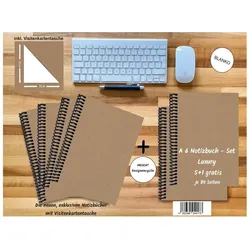 E & Z, Heft + Block, A 6 Notizbuch - Set, 4+2 gratis, Luxury 80 Seiten MUSKAT Designerecycling, blanko (A6, Blanko)