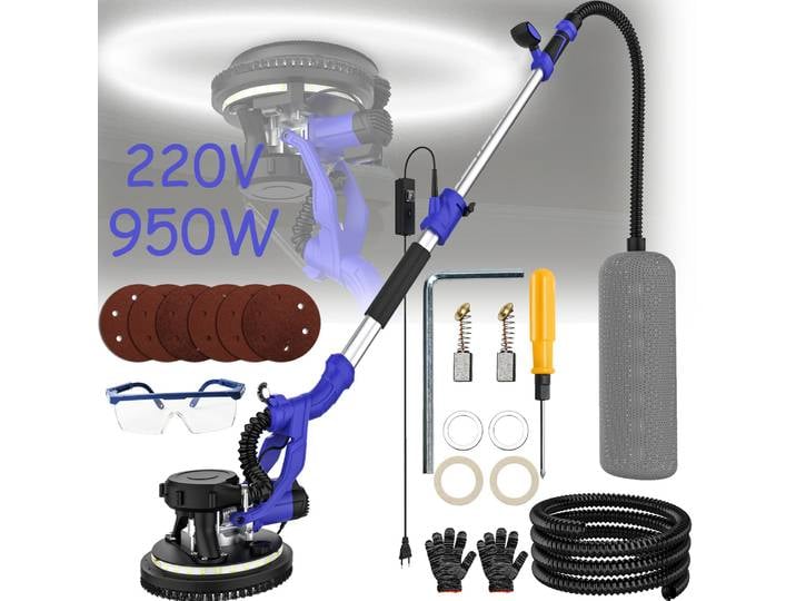 Ponceuse à cloisons sèches électrique 950W, machine à poncer les murs, mastic sans poussière, aspiration automatique, machine à polir portable, aspiration automatique de la poussière