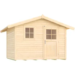 Weka Gartenhaus 123 - 28 mm naturbelassen 300 x 235 cm inkl. Einzeltür/Fenster (Gr. 4) - 50 % Rabatt auf Dacheindeckung