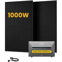Anker SOLIX Solarbank 3 E2700 Pro, mit 2 x 500W Bifaziale Solarmodule, by Powerness - 2.7kWh / ohne Zubehör / Powerness Express (Lieferzeit: 5-14 Werktage)