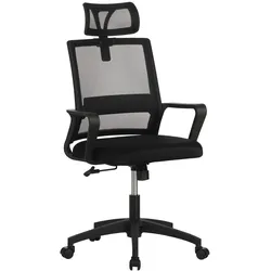 Ergonomischer Bürostuhl, Schreibtischstuhl mit Kopfstütze, Armlehnenhöhe 61-67 cm, Bürostuhl mit hoher Rückenlehne, Netz-Bürostühle