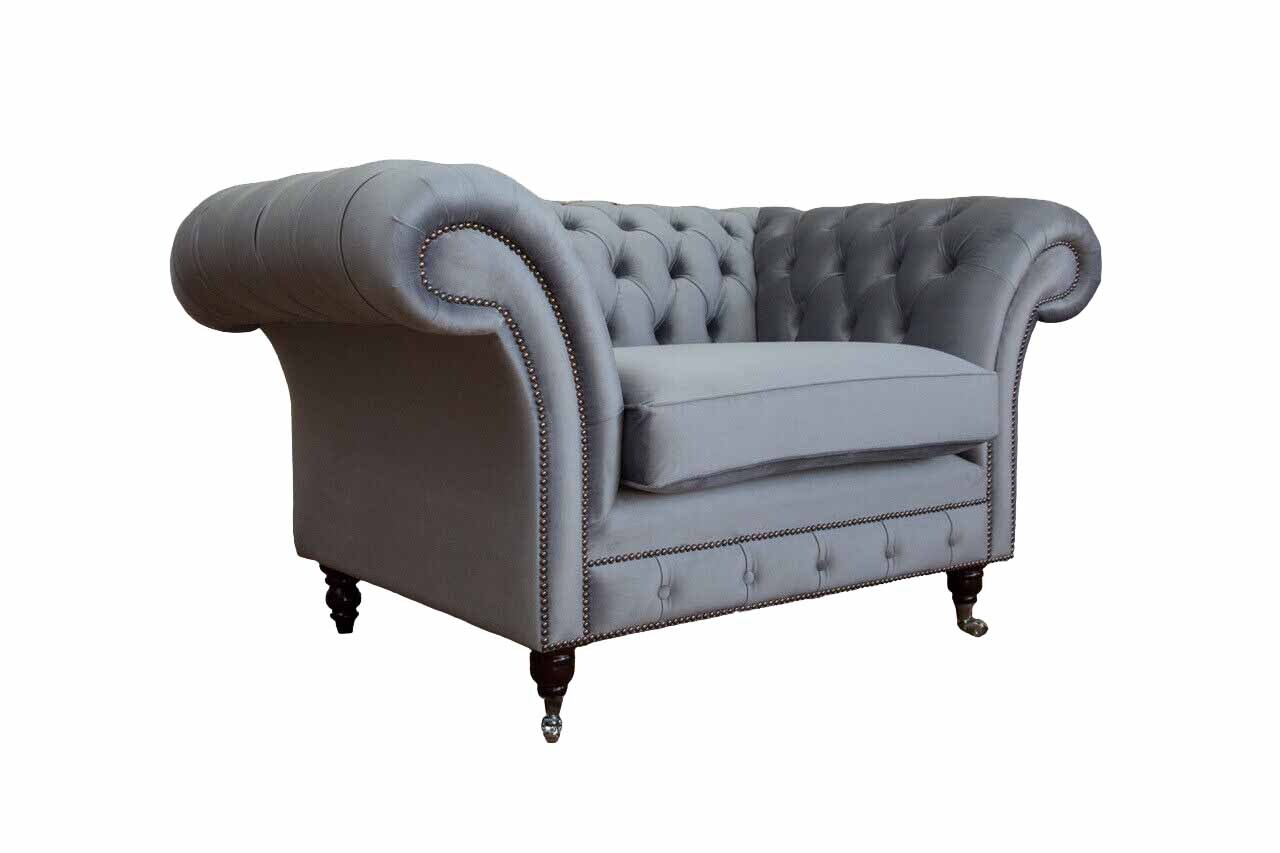 Design Chesterfield Stoff Couch Sessel 1 Sitzer Polster Sofas Lounge