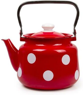 STP Goods STP-Goods 2.7-Quart Red White Polka Dot Enamel on Steel Tea Kettle