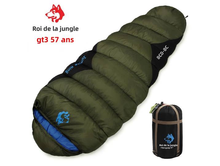 한JUNGLE KING CY0903 Sac de couchage imperméable épais pour temps froid d'hiver, fournitures de Camping et de randonnée-8 ℃ Sacs de couchage en coton