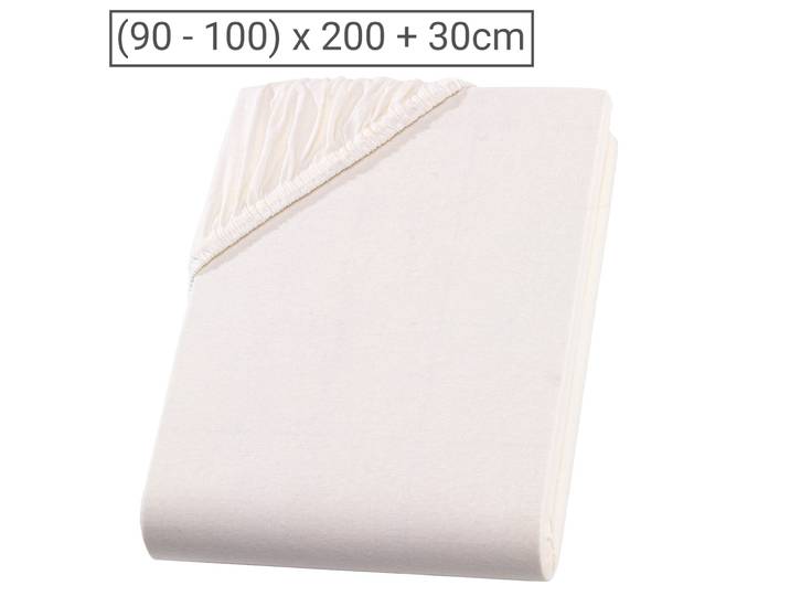 Einzelbett Premium Qualitäts-Jersey Fixleintuch, 100% Baumwolle, natur, 90 x 200 cm