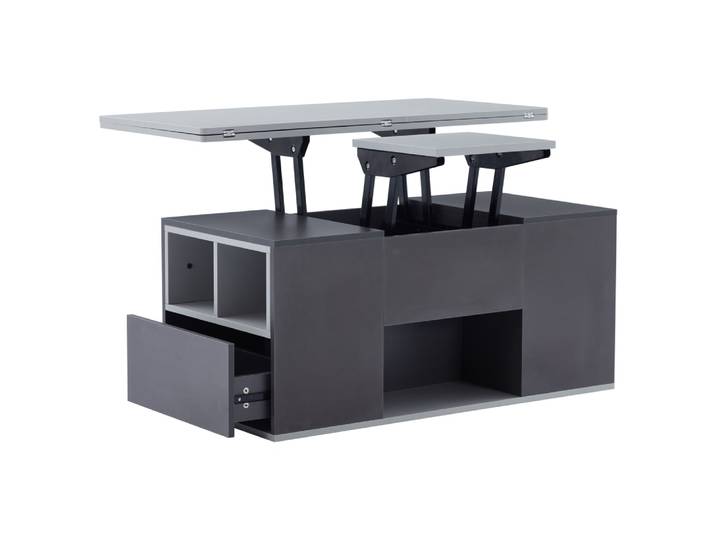Table basse blanc et gris tablette relevable pliable
