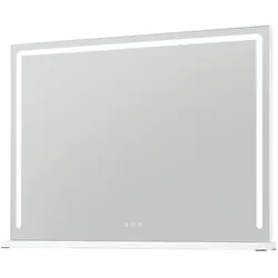 Helloshop26 - Kosmetikspiegel 80 x 60 cm Helligkeit einstellbar 3 Lichtfarben modernes Silber und Weiß 20_0020068