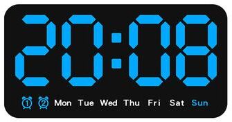 Daily Discovery Voice Control Digital Wall Clock, Large LED Clock With Temperature Display And Dual Alarm 1pcs Blue Light