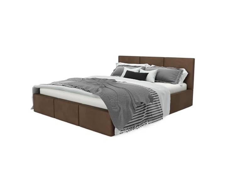 Muralo Polsterbett 160x200 cm mit Bettkasten - Braun Doppelbett mit Gestepptem Kopfteil, Lattenrost, Samtbezug, Wasserabweisend & Kratzfest, ohne Matratze