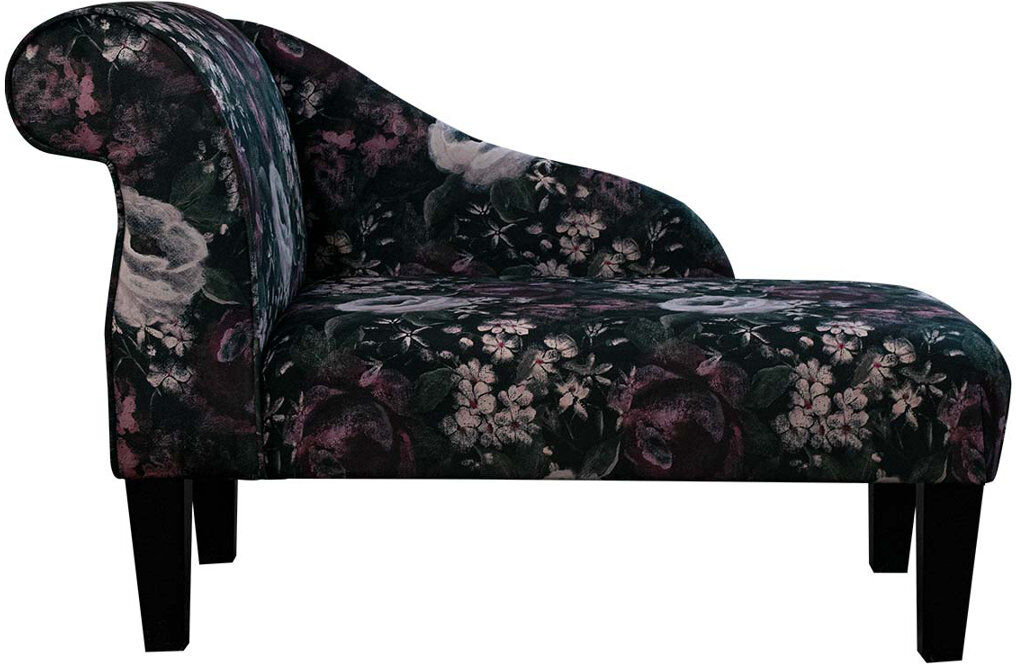 Beaumont Upholstered Chaise Lounge Black;Purple 68.58cm H X 50.8cm W X 104.14cm L